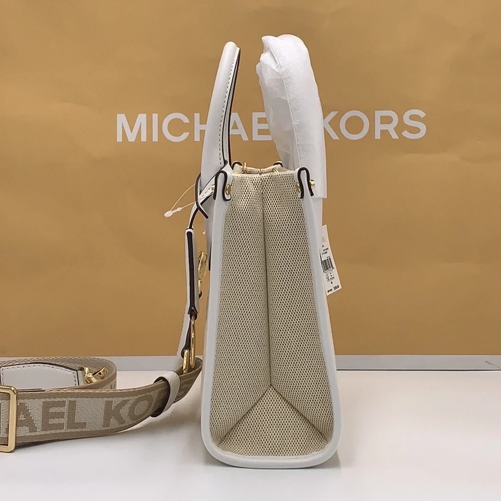 Michael Kors Mirella Small Shopper Top Zip Crossbody Bag Optic White MK NWT - Picture 6 of 16